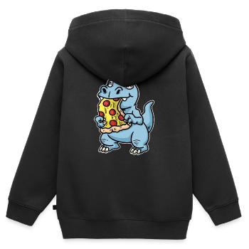 Pizza tranche pizza salami pizza - Sweat Premium à capuche zippé enfant bio - noir - Dos - AI Model Kid Male (0cm)