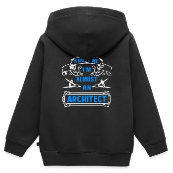 Architekt Vertrau mir, ich bin Architekt - Kinder Premium Organic Zip Hoodie - Schwarz - Hinten - AI Model Kid Male (0cm)