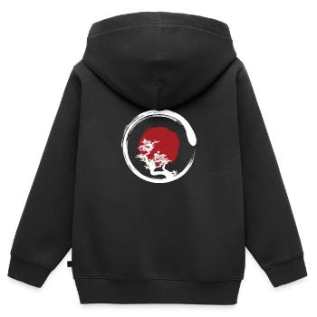 Zen Circle - Kinder Premium Organic Zip Hoodie - Schwarz - Hinten - AI Model Kid Male (0cm)