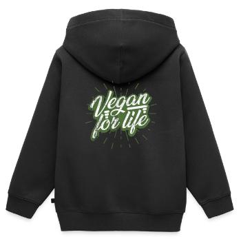 Vegan Veganer - Kinder Premium Organic Zip Hoodie - Schwarz - Hinten - AI Model Kid Male (0cm)