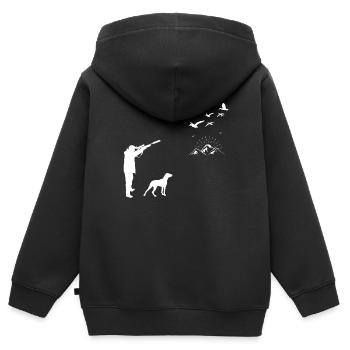 Entenjägerhemd - Entenjagdhemd - Wasservögel - Kinder Premium Organic Zip Hoodie - Schwarz - Hinten - AI Model Kid Male (0cm)