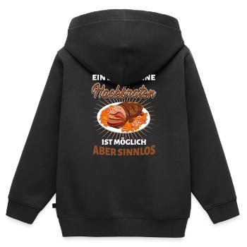 Hackbraten falscher Hase Hackfleisch - Leben ohne - Kinder Premium Organic Zip Hoodie - Schwarz - Hinten - AI Model Kid Male (0cm)