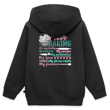 Bäcker Ich liebe Backen - Kinder Premium Organic Zip Hoodie - Schwarz - Hinten - AI Model Kid Male (0cm)