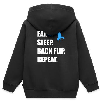 T-shirt Parkour Eat Sleep Backflip Repeat - Sweat Premium à capuche zippé enfant bio - noir - Dos - AI Model Kid Male (0cm)