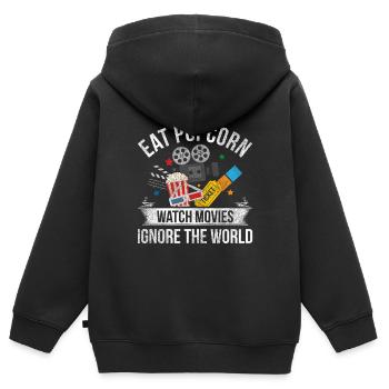 Popcorn Kino - Kinder Premium Organic Zip Hoodie - Schwarz - Hinten - AI Model Kid Male (0cm)