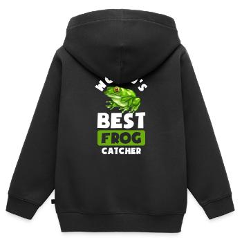 Best Frog Catcher - Kinder Premium Organic Zip Hoodie - Schwarz - Hinten - AI Model Kid Male (0cm)