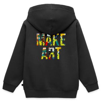 Art Coloré Peinture Artiste Art Créatif - Sweat Premium à capuche zippé enfant bio - noir - Dos - AI Model Kid Male (0cm)