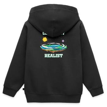 Flat Earth Conspiracy Earth Flat Earth - Kids Premium Organic Zip-up Hoodie - black - Back - AI Model Kid Male (0cm)