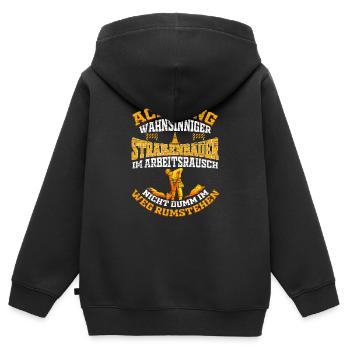 Straßenbauer Straßenbau Bauarbeiter - Kinder Premium Organic Zip Hoodie - Schwarz - Hinten - AI Model Kid Male (0cm)
