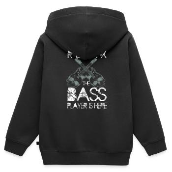 Bassgitarre Bass Spieler EADG Bassist Bassisten - Kinder Premium Organic Zip Hoodie - Schwarz - Hinten - AI Model Kid Male (0cm)