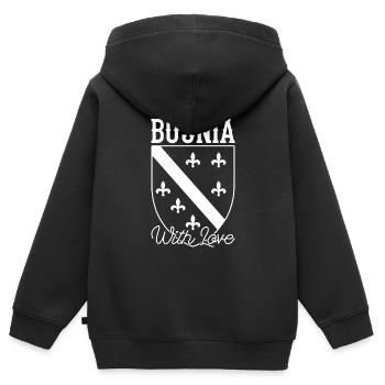 Bosnie-Yougoslavie Balkans Herzégovine - Sweat Premium à capuche zippé enfant bio - noir - Dos - AI Model Kid Male (0cm)