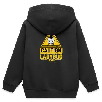 CAUTION Ladybug Lover - Kinder Premium Organic Zip Hoodie - Schwarz - Hinten - AI Model Kid Male (0cm)