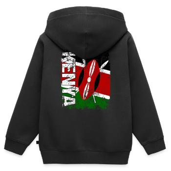 Kenya - Kids Premium Organic Zip-up Hoodie - black - Back - AI Model Kid Male (0cm)