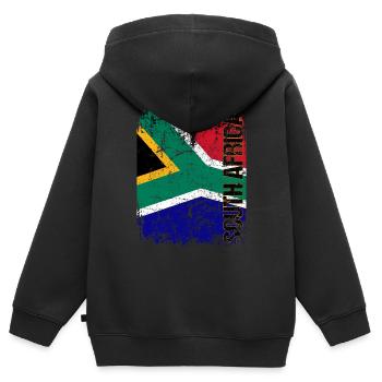 South Africa - Kinder Premium Organic Zip Hoodie - Schwarz - Hinten - AI Model Kid Male (0cm)