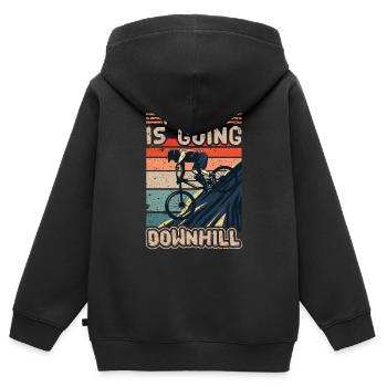 Downhill Downhill Mountainbike Downhill - Kinder Premium Organic Zip Hoodie - Schwarz - Hinten - AI Model Kid Male (0cm)