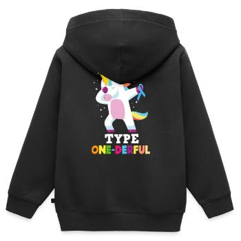 T1D Diabetes Typ 1 Diabetiker Geschenk - Kinder Premium Organic Zip Hoodie - Schwarz - Hinten - AI Model Kid Male (0cm)