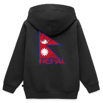 Népal - Sweat Premium à capuche zippé enfant bio - noir - Dos - AI Model Kid Male (0cm)
