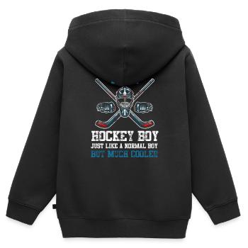 Eishockey Boy Hockey Sohn Teamsport - Kinder Premium Organic Zip Hoodie - Schwarz - Hinten - AI Model Kid Male (0cm)