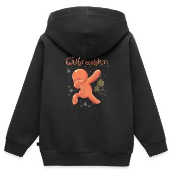 Lebkuchenmann - Kinder Premium Organic Zip Hoodie - Schwarz - Hinten - AI Model Kid Male (0cm)
