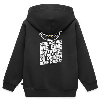 Bratwurst Senf Sprüche - Kinder Premium Organic Zip Hoodie - Schwarz - Hinten - AI Model Kid Male (0cm)