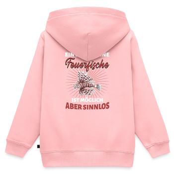 Feuerfisch Löwenfisch Korallenriff - Leben ohne - Kinder Premium Organic Zip Hoodie - Rosa - Hinten - AI Model Kid Female (0cm)