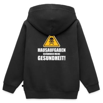 Hausaufgaben gefährden meine Gesundheit - Kinder Premium Organic Zip Hoodie - Schwarz - Hinten - AI Model Kid Male (0cm)
