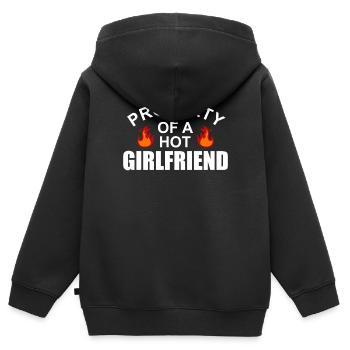 Propriété d'une copine chaude - Sweat Premium à capuche zippé enfant bio - noir - Dos - AI Model Kid Male (0cm)