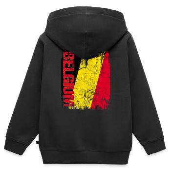 Belgium - Kids Premium Organic Zip-up Hoodie - black - Back - AI Model Kid Male (0cm)