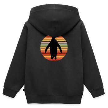 manchot - Sweat Premium à capuche zippé enfant bio - noir - Dos - AI Model Kid Male (0cm)
