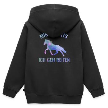 cheval - Sweat Premium à capuche zippé enfant bio - noir - Dos - AI Model Kid Male (0cm)