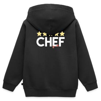 Cadeau de chef étoilé - Sweat Premium à capuche zippé enfant bio - noir - Dos - AI Model Kid Male (0cm)