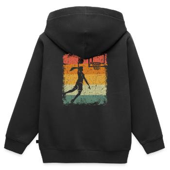 Vintage Dunk Basketball Mädchen Geschenk - Kinder Premium Organic Zip Hoodie - Schwarz - Hinten - AI Model Kid Male (0cm)