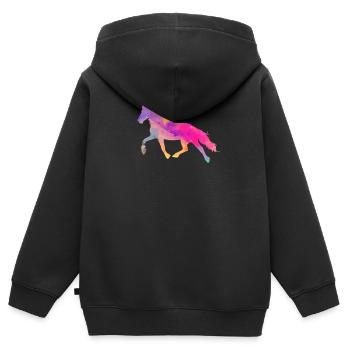 Pferd - Kinder Premium Organic Zip Hoodie - Schwarz - Hinten - AI Model Kid Male (0cm)