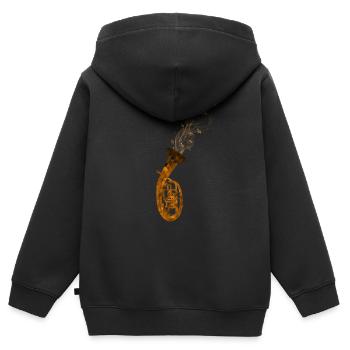 Musicien de cor ténor - Sweat Premium à capuche zippé enfant bio - noir - Dos - AI Model Kid Male (0cm)