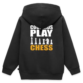 Jeux d’échecs enfants cool - Sweat Premium à capuche zippé enfant bio - noir - Dos - AI Model Kid Male (0cm)