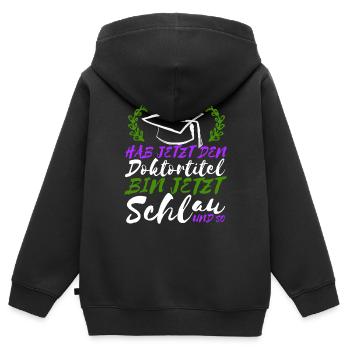 Geschenk zum Doktortitel Doktor Promotion - Kinder Premium Organic Zip Hoodie - Schwarz - Hinten - AI Model Kid Male (0cm)