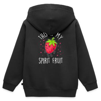 Dire drôle de fraise - Sweat Premium à capuche zippé enfant bio - noir - Dos - AI Model Kid Male (0cm)
