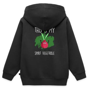 Dire de betterave - Sweat Premium à capuche zippé enfant bio - noir - Dos - AI Model Kid Male (0cm)