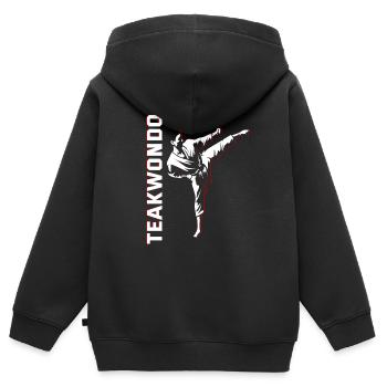 Teakwondo Kampfsport - Kinder Premium Organic Zip Hoodie - Schwarz - Hinten - AI Model Kid Male (0cm)