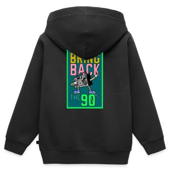 90er jahre 90er jahre Kostüm 90er Outfit 90er Mode - Kinder Premium Organic Zip Hoodie - Schwarz - Hinten - AI Model Kid Male (0cm)