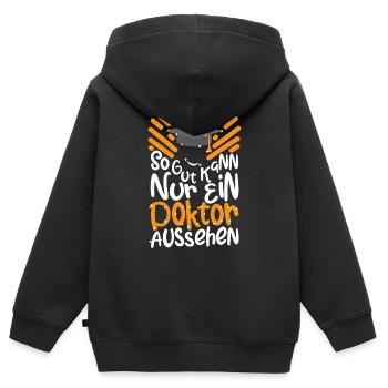 Geschenk zum Doktortitel - Kinder Premium Organic Zip Hoodie - Schwarz - Hinten - AI Model Kid Male (0cm)