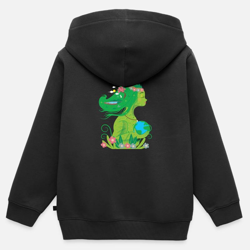 Nature: Mère Nature - Sweat Premium à capuche zippé enfant bio - noir