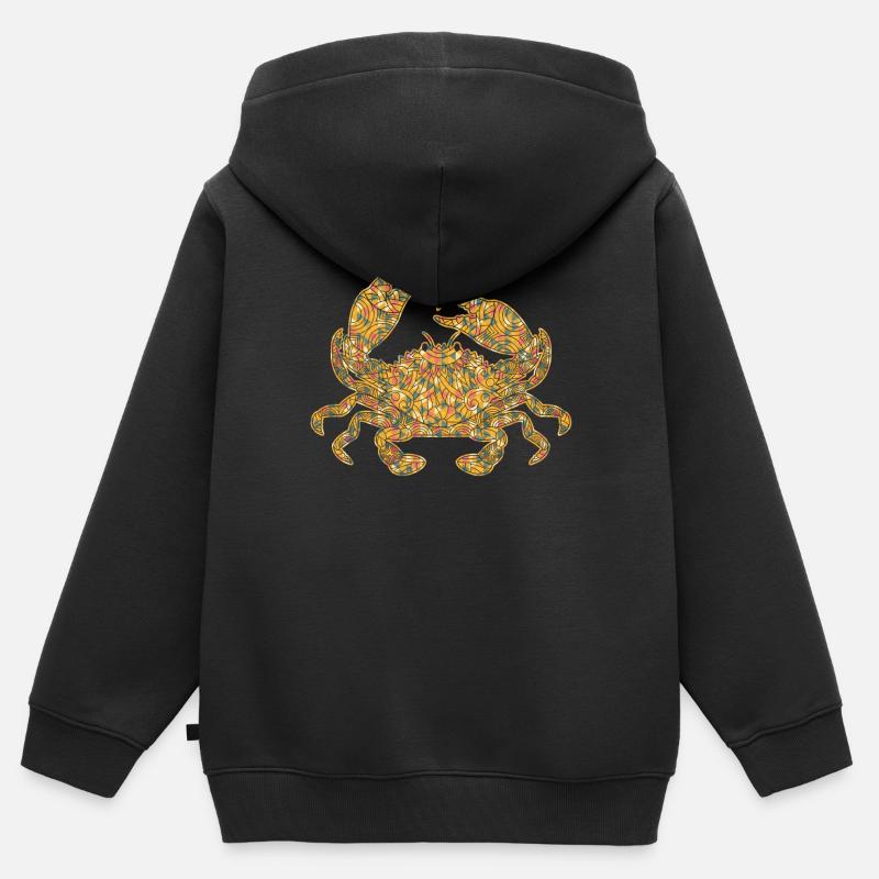 T-shirts géométriques de crabe - Sweat Premium à capuche zippé enfant bio - noir