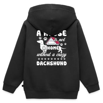 Dackelhaus ohne Dackel - Kinder Premium Organic Zip Hoodie - Schwarz - Hinten - AI Model Kid Male (0cm)