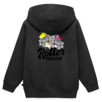 Rollschuhe - Kinder Premium Organic Zip Hoodie - Schwarz - Hinten - AI Model Kid Male (0cm)