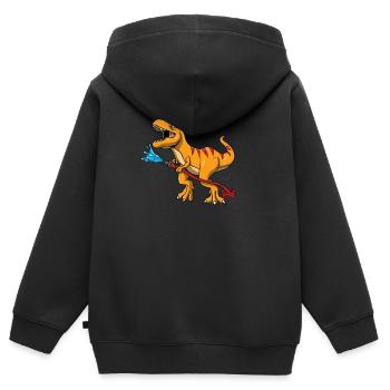 Pompier pompier pompier - Sweat Premium à capuche zippé enfant bio - noir - Dos - AI Model Kid Male (0cm)