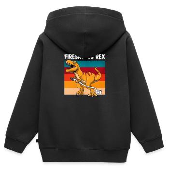 Pompier pompier pompier - Sweat Premium à capuche zippé enfant bio - noir - Dos - AI Model Kid Male (0cm)