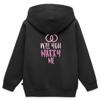 Willst du mich heiraten - Kinder Premium Organic Zip Hoodie - Schwarz - Hinten - AI Model Kid Male (0cm)
