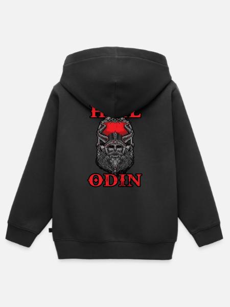 viking odin - Kids Premium Organic Zip-up Hoodie - black