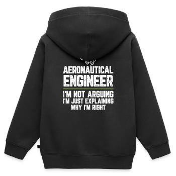 Luftfahrtingenieur Ich streite nicht Ich bin gerecht - Kinder Premium Organic Zip Hoodie - Schwarz - Hinten - AI Model Kid Male (0cm)